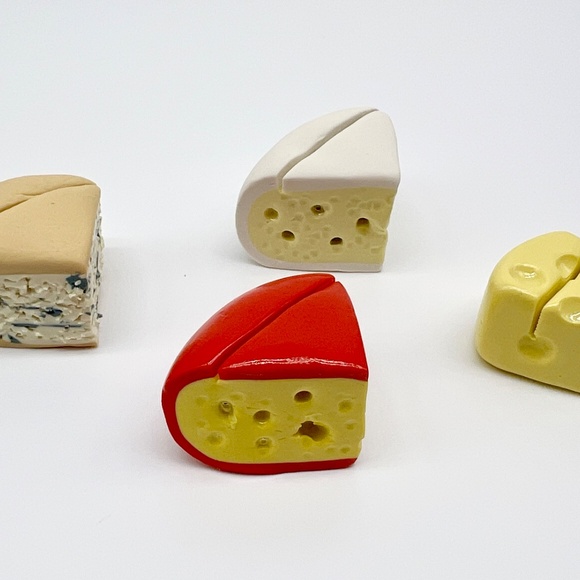 Cheese Place Card Holders - Set of 4 - Handmade Clay Brie, Gouda, Swiss, Blue - Picture 10 of 16
